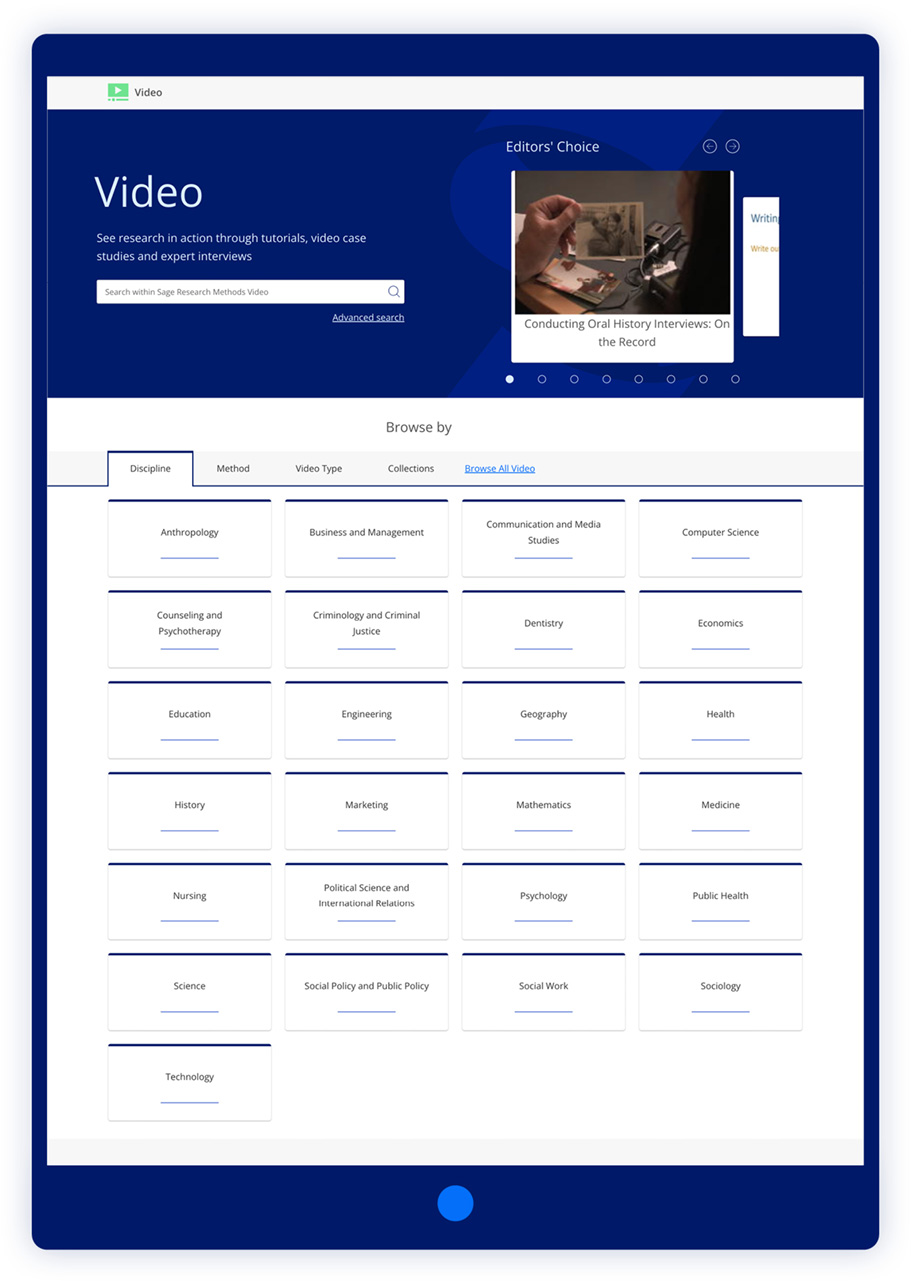 Screenshot of Sage Research Methods on a tablet device