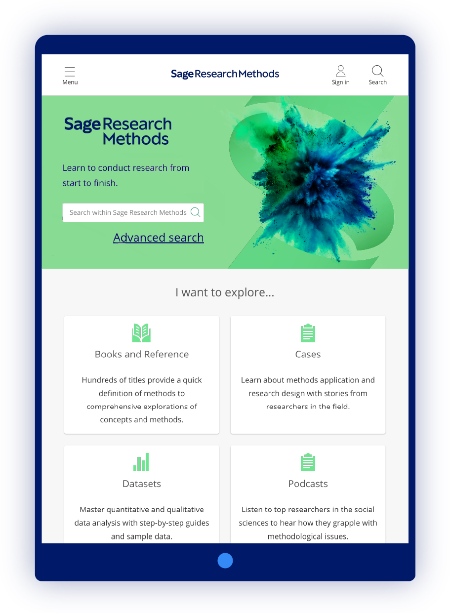 Screenshot of Sage Research Methods on a tablet device Screenshot of Sage Research Methods on a tablet device